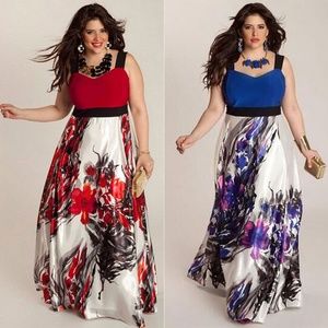 Women-Plus-Size-Sleeveless-Floral-Long-Maxi-Dress